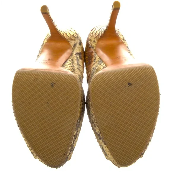 Christian Dior Python Leather Embossed Peep Toe Shoes - Picture 6 of 16